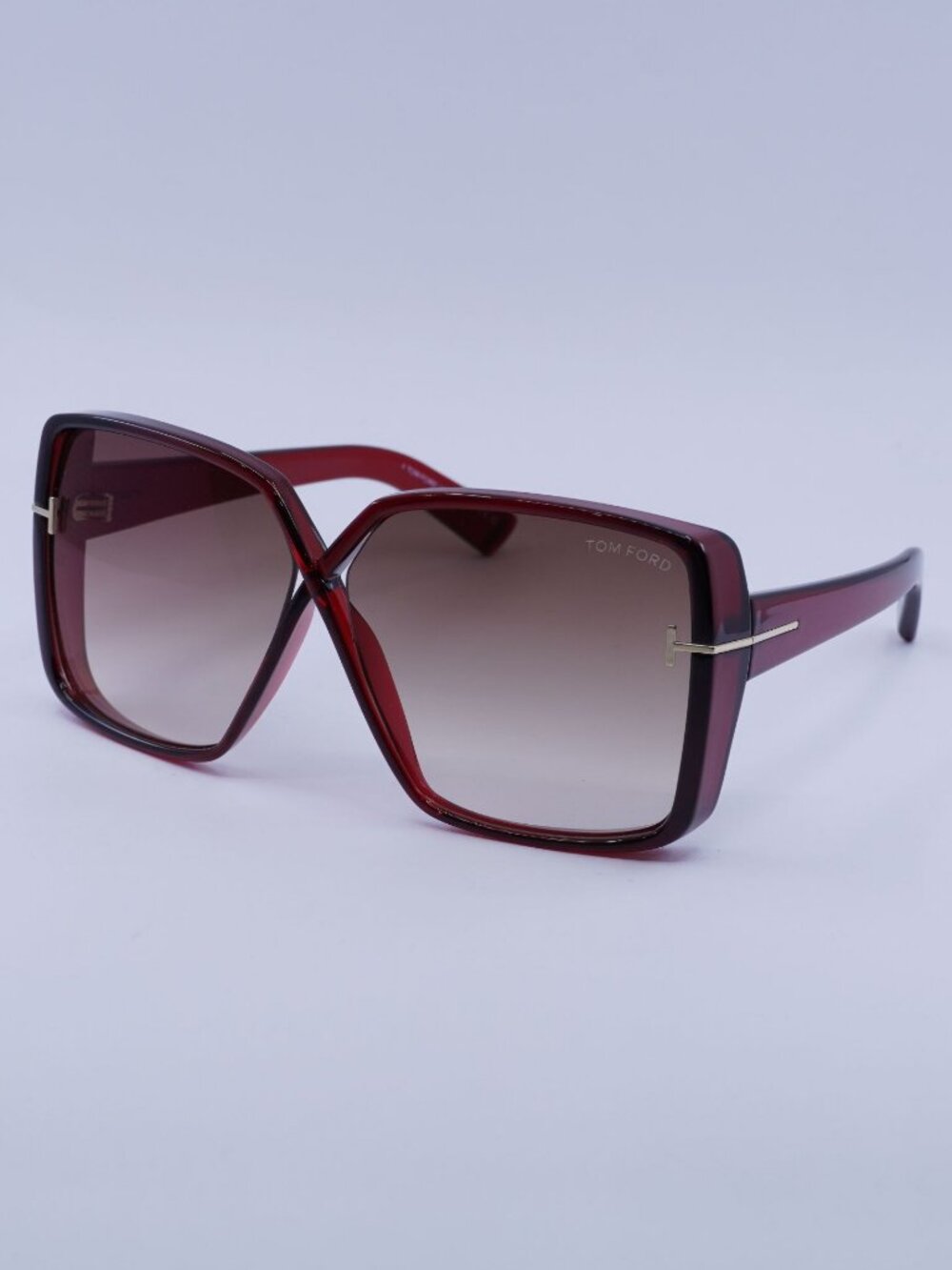 Tom Ford Yvonne FT1117 66G Sunglasses Red Geometric Frame, Brown Lenses